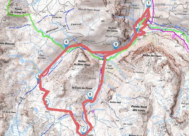 val d'isère rando Parcours Tour du Mont Roup